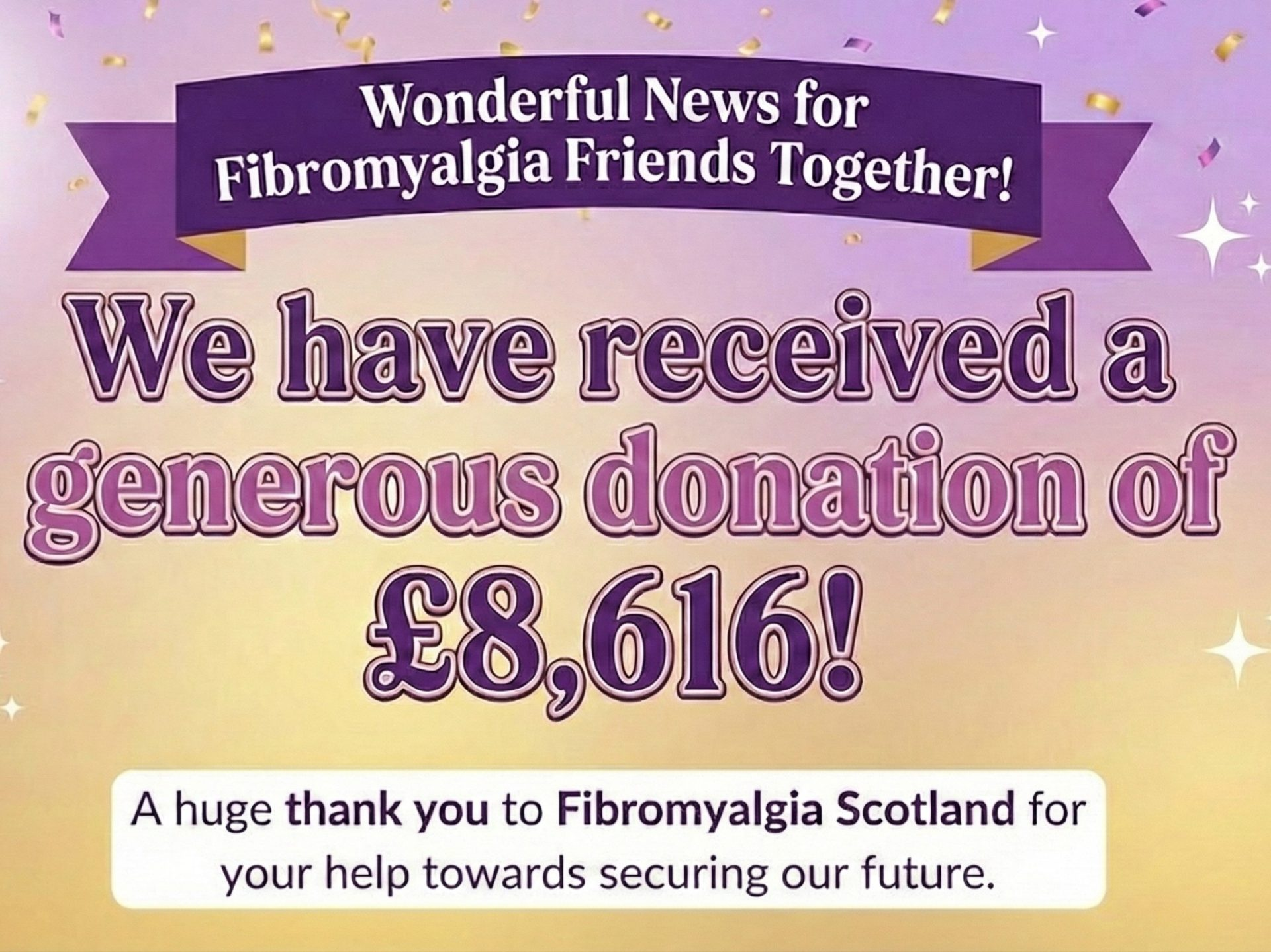 A donation celebration banner