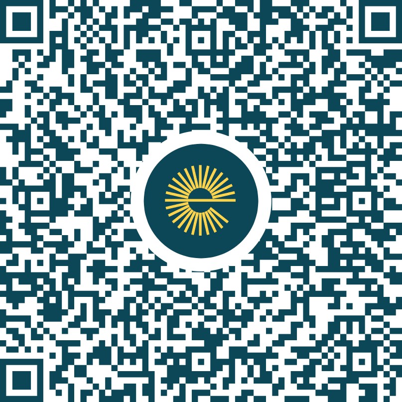 QR code with a teal and gold circular logo in the centre, used to link to our Easyfundraising page.